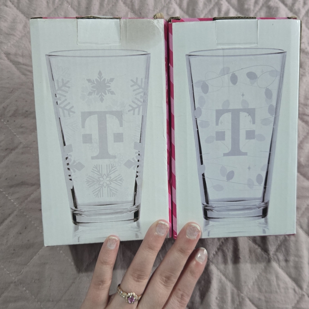 Bright Pink Striped Gift Boxes with Special Edition Collectible Cups